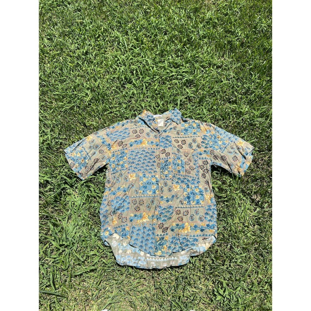 Vintage Goouch Shirt Mens Medium Multicolor Graphic Print Rayon Short Sleeve